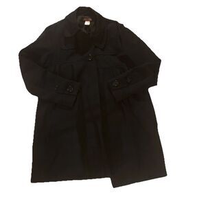 Doki-Geki Women’s M Black Cotton Trench Coat Long Single Breasted Classic Jacket